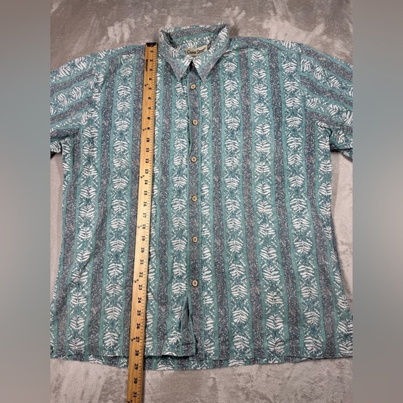 Cooke Street Honolulu Cotton Hawaiian Tropical Turquoise Button Down Shirt XL - Picture 7 of 14